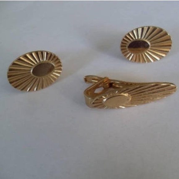Speidel Matching cuff links tie clip set - Picture 1 of 4